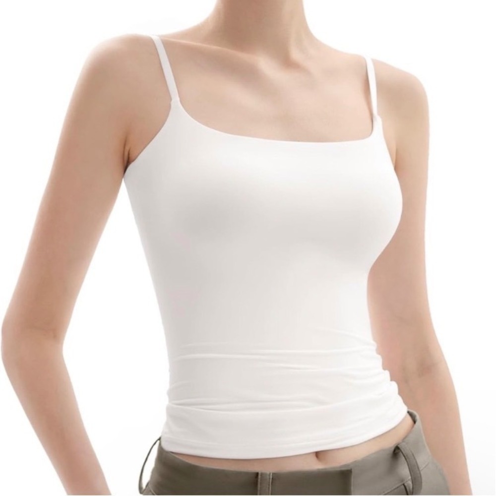 Pumiey white tank top shapewear basics women's size large